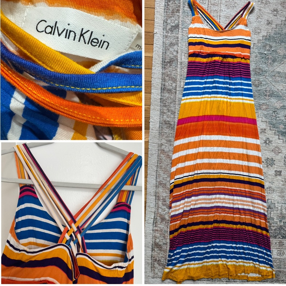 Calvin Klein Women's Multicolor Striped maxi sundress Sz 6